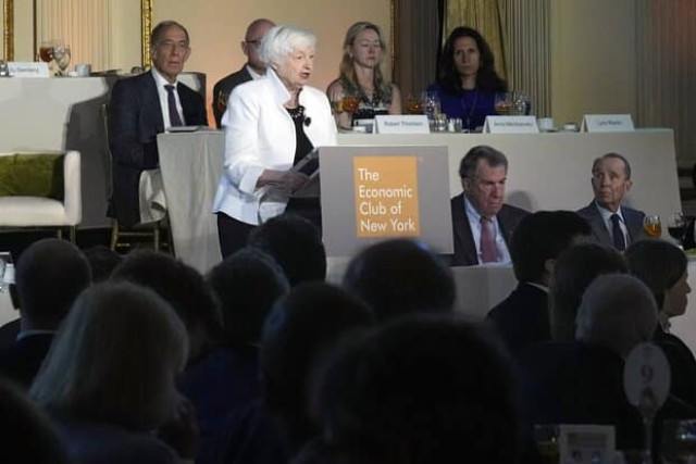 Treasure Secretary Janet Yellen addresses the Economic Club of New York luncheon, Thursday, June 13, 2024, in New York